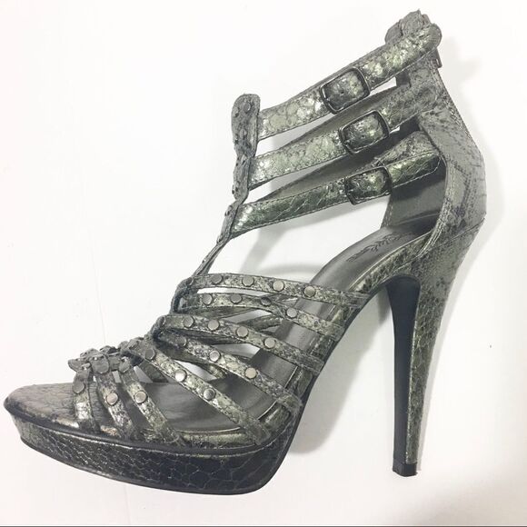 Statement Silver Studded Platform Shoes - Picture 7 of 8